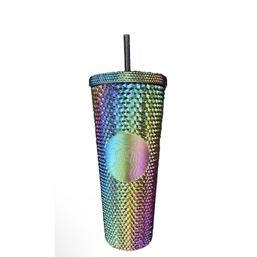 Fall 2023 Starbucks Oil Slick Rainbow Studded Tumbler‎ Cold Cup 24oz Venti EUC